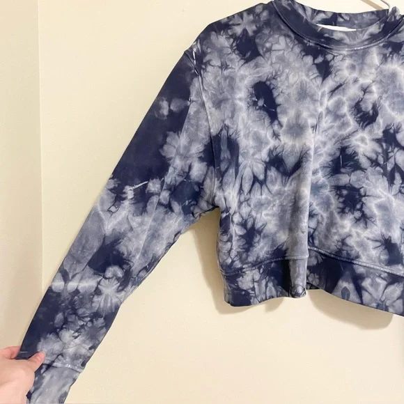 Jonathan Simkhai Standard Tie-dye Cropped Sweatshirt In Indigo Small - Picture 5 of 8